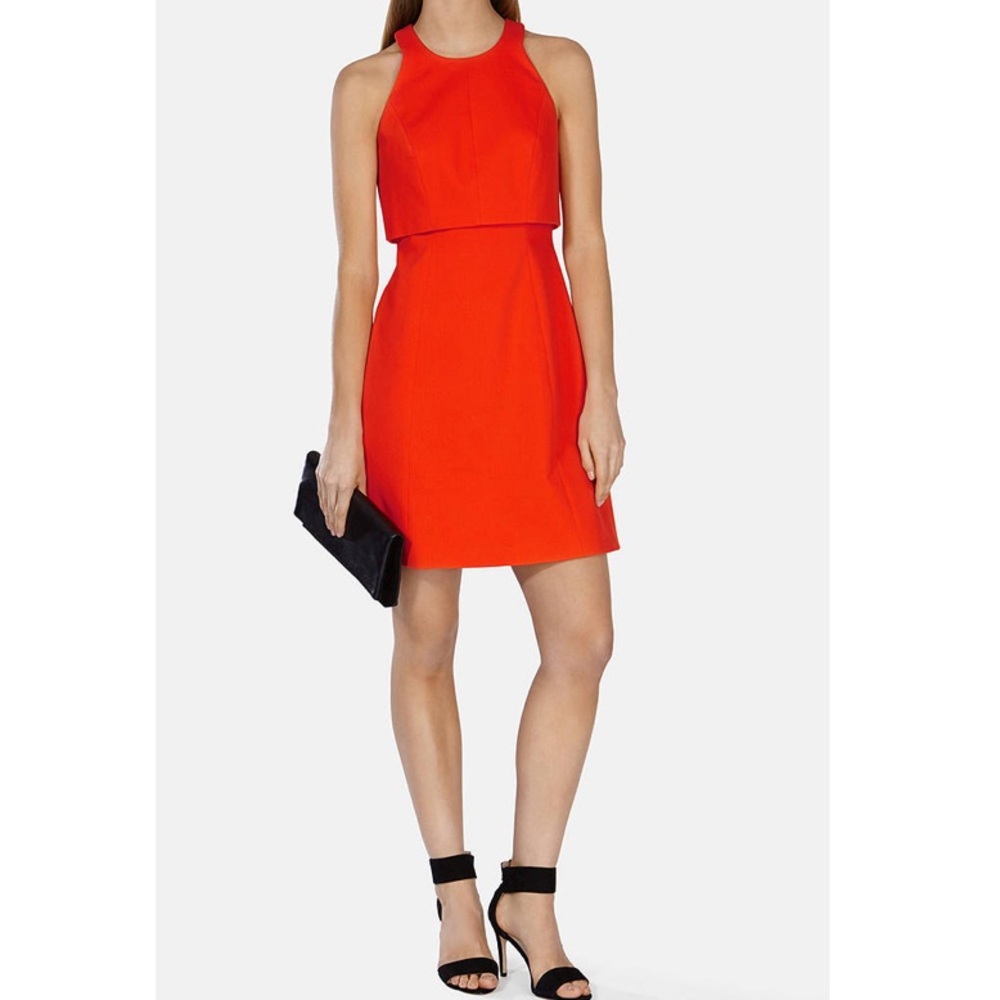 Karen Millen Double Layer Orange A-Line Dress